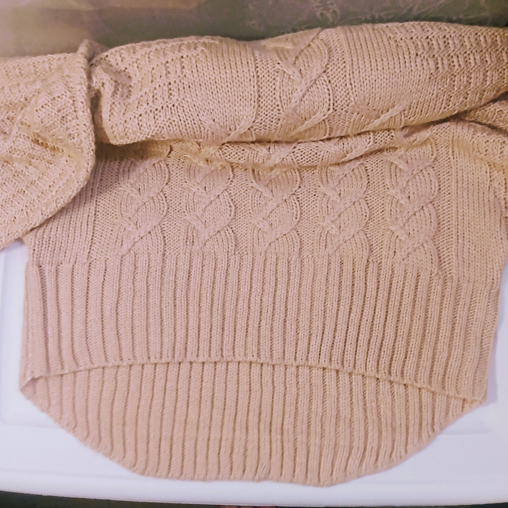 Ruby Moon Anthropologie pink wool blend slouchy cable knit dolman arm sweater M - Picture 8 of 10